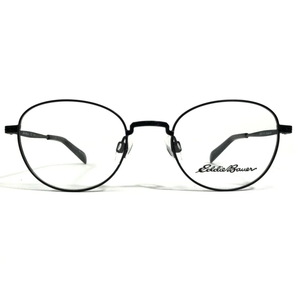 Eddie Bauer Eyeglasses Frames EB32213 BK Black Round Full Wire Rim 49-20-135